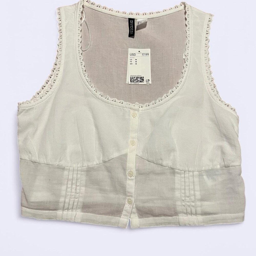 BNWT H&M Cream mesh crop top